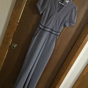 Chic Black and White Striped Jumpsuit